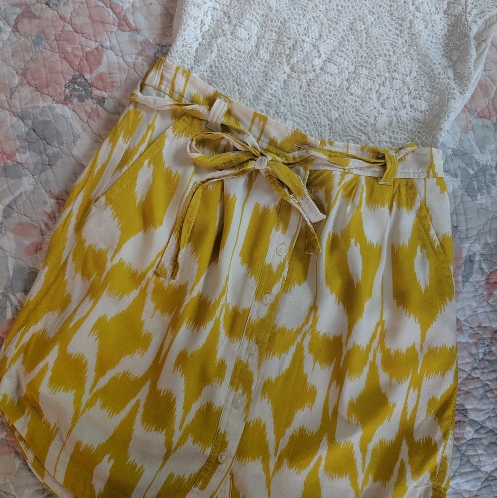 Loft Tie Waist Button Skirt